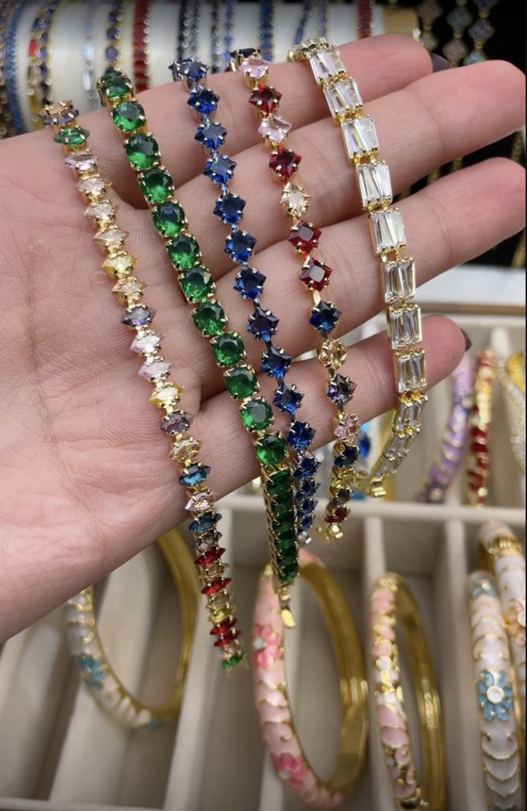 LOT OF 70 CZ & CRYSTAL TENNIS BRACELETS GOLD PLATED 14K-18K Costume Jewelry