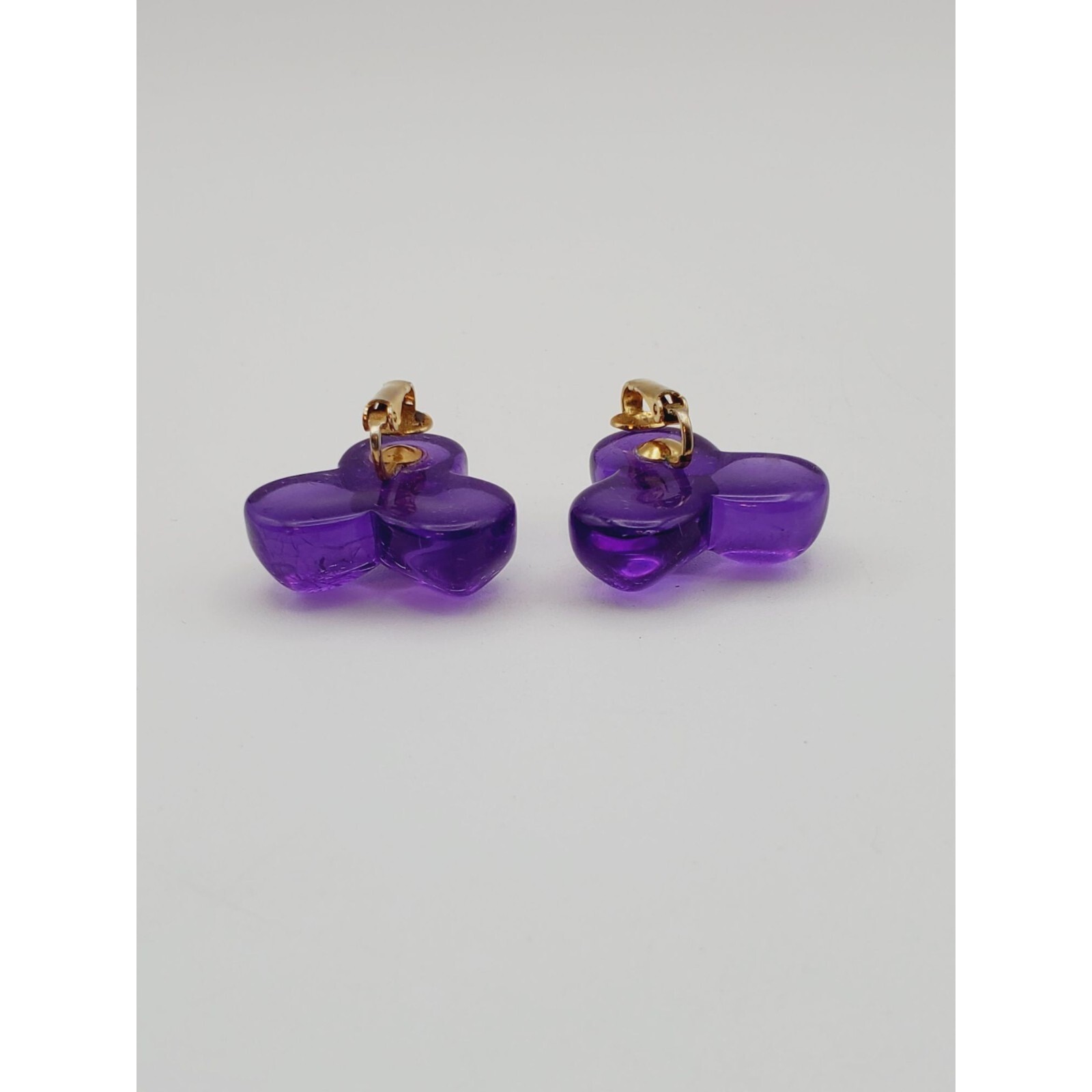 Gold tone Purple acrylic resin plastic clip on earrings 1″