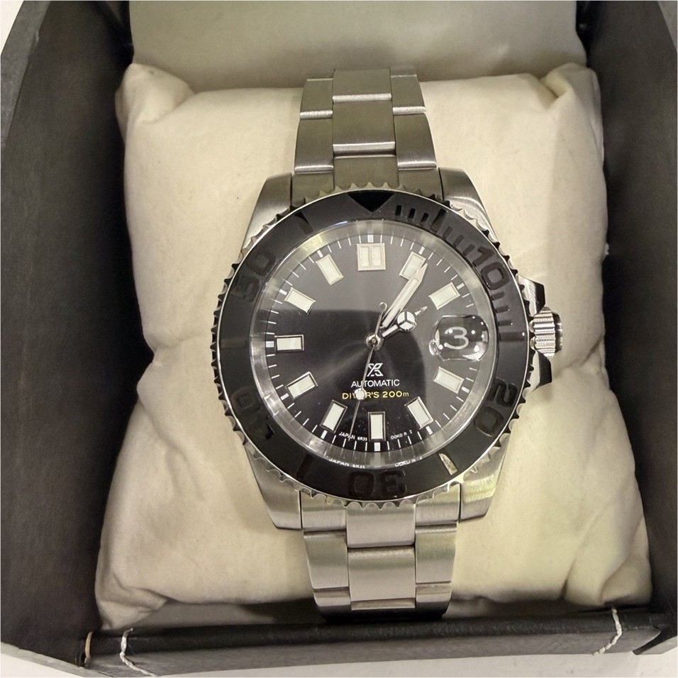 Black Diver Automatic NH35 Sapphire Cyclops Steel Bracelet Custom Mod Watch