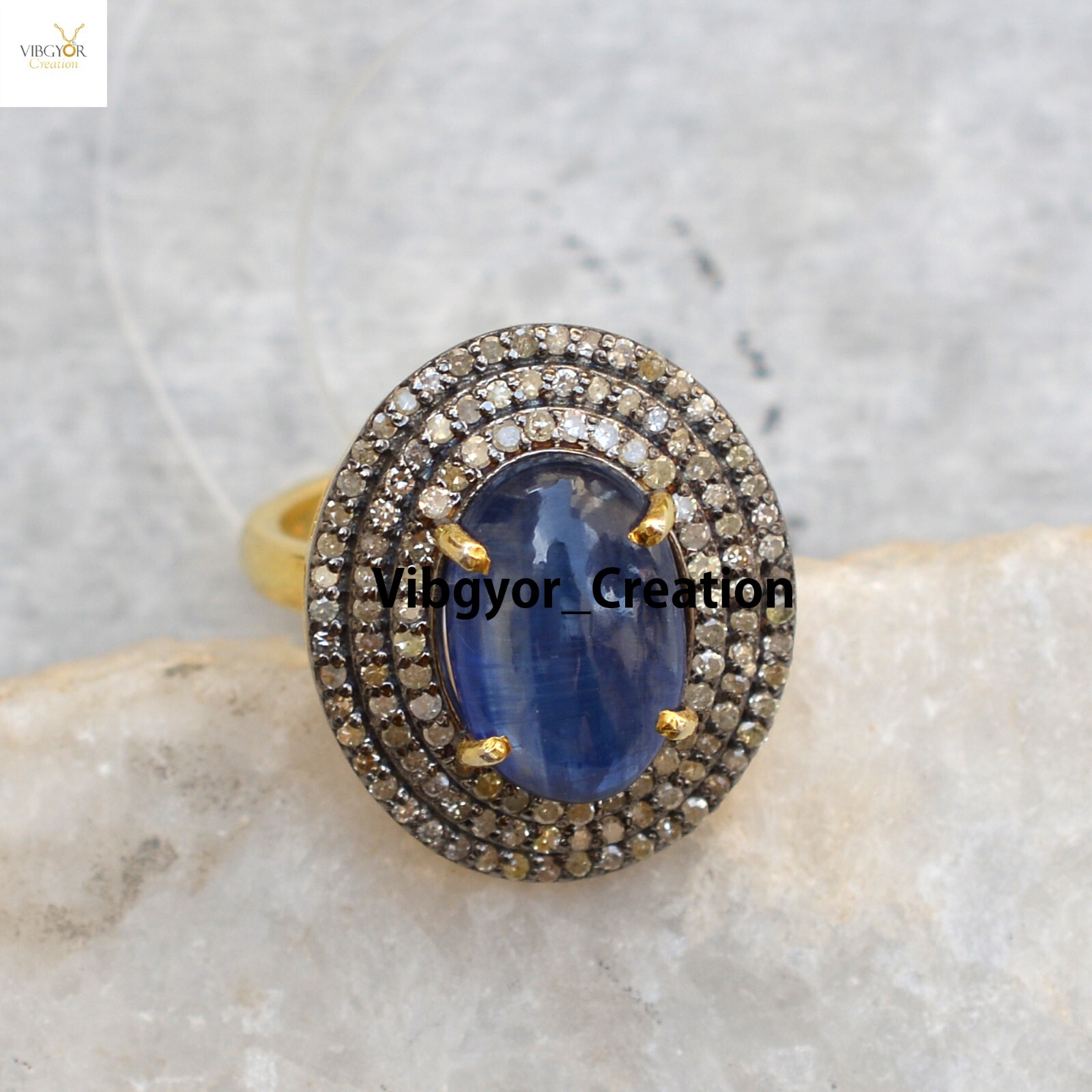 Sale! Tanzanite Gemstone Ring 925 Silver Pave Diamond Jewelry Gold Vermeil Gift