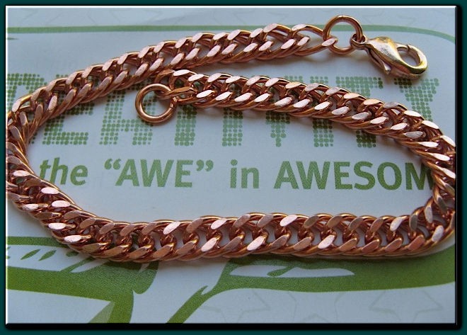 Ladies Solid Copper Link Bracelet 652G -1/4 inch wide – 6 1/2 to 9 inch lengths