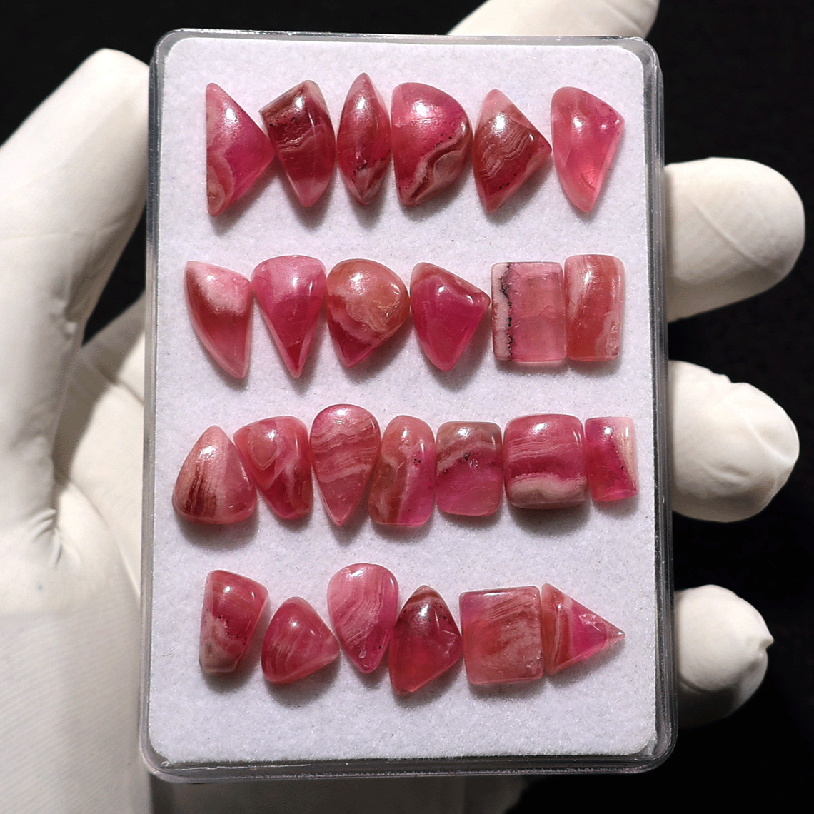 25 PC Blush Wave Cobalt Calcite Cabochons – 8mm-14.7mm – Organic Banding Parcel