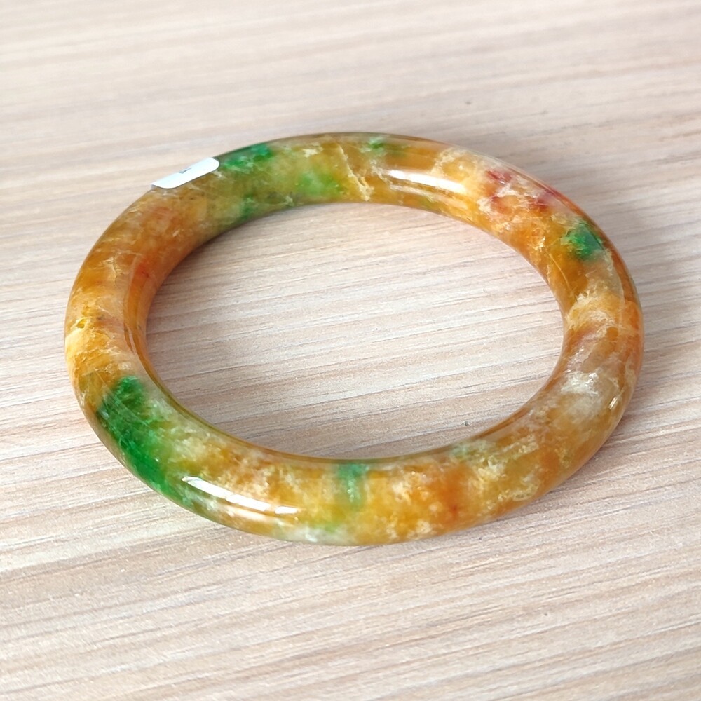 Certified Grade A Yellow Green 57mm Natural Burma Jade jadeite Bangle Bracelet