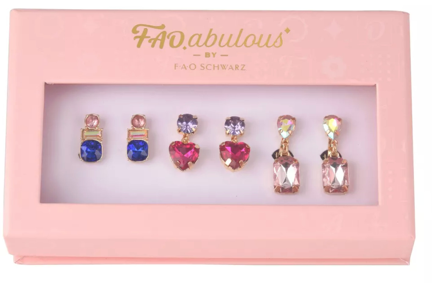 FAOabulous by FAO Schwarz Girls 3pk Multi Stone Clip Earrings, Multicolored