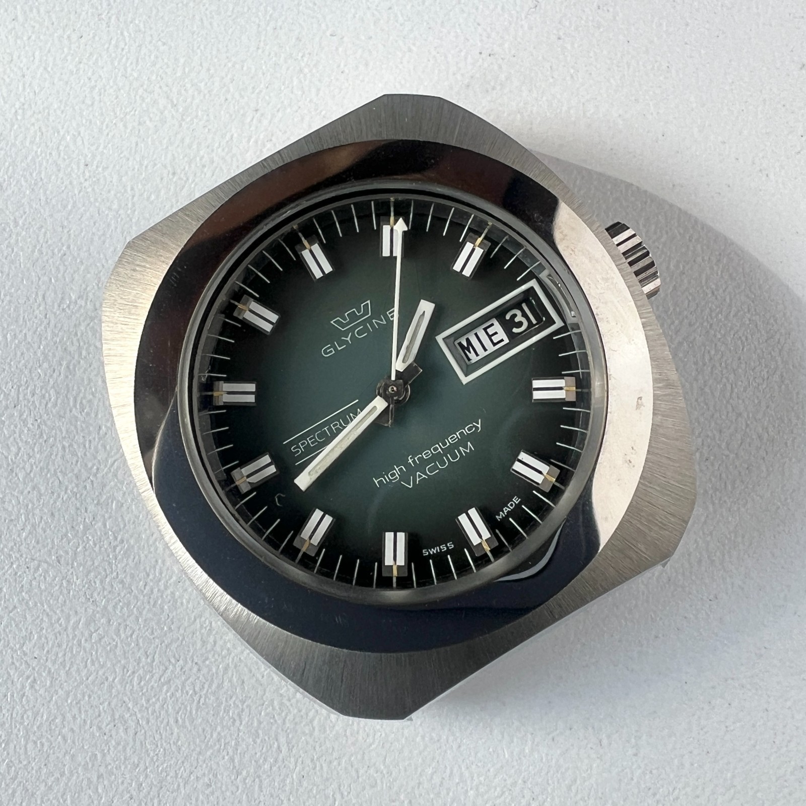 Glycine Automatic Watch Vintage Mens High Frecuency Spectrum Vacuum Gray Dial