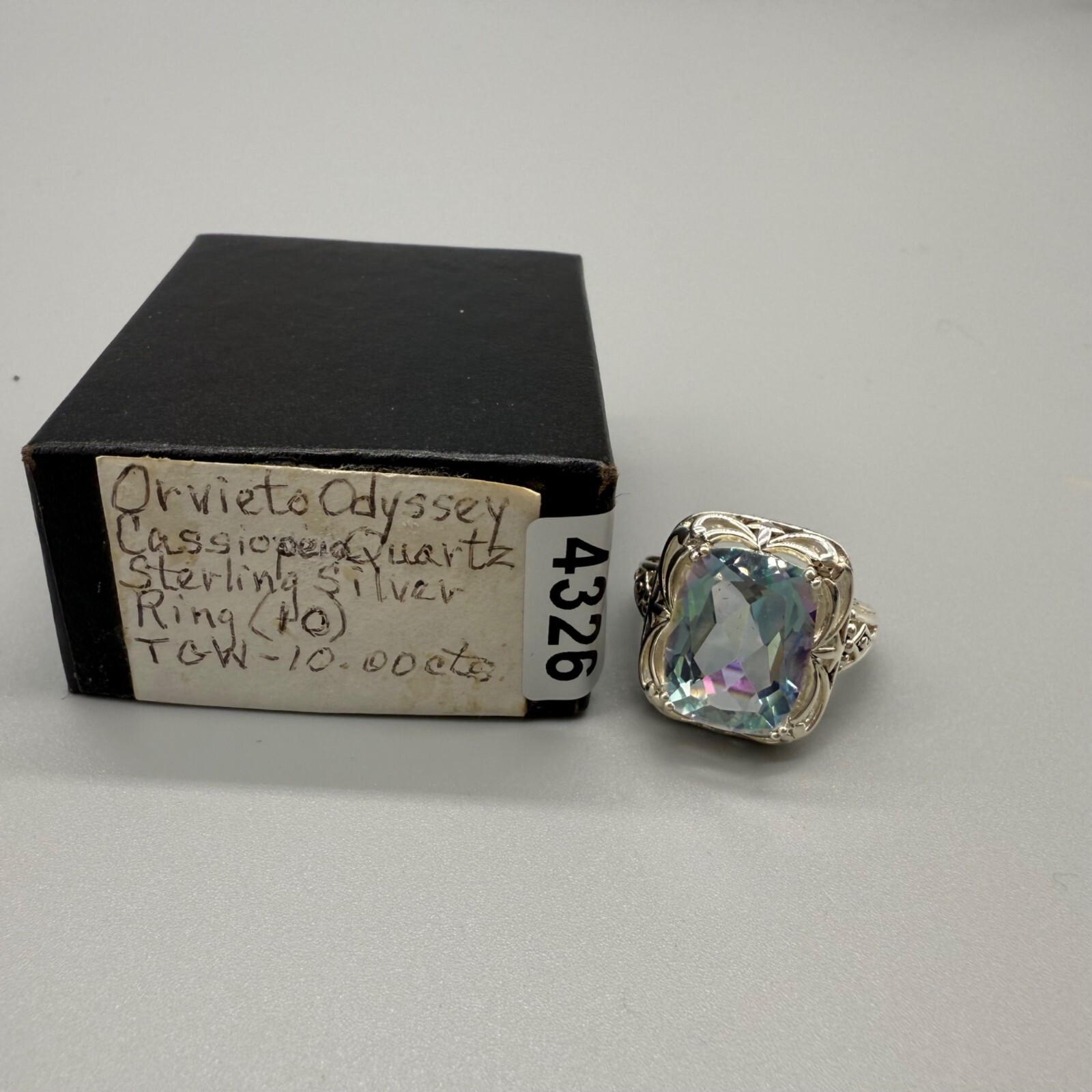 Orvieto Odyssey Sterling Silver 10.00 Ct TGW Cassiopeia Quartz Ring Size 10