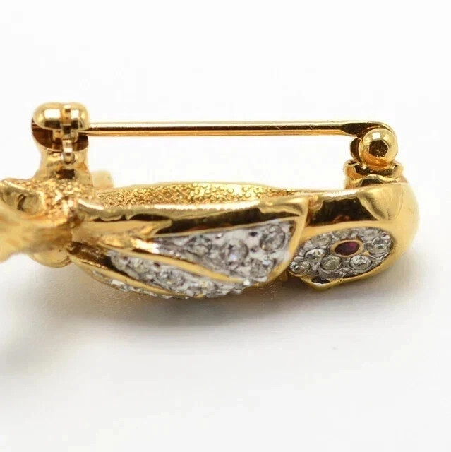 1.4Ct Round Cut Lab Created Diamond Owl Womens Brooch Pin 14K Yellow Gold Plated