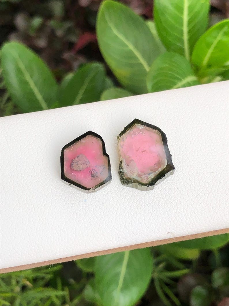 11.70Ct Premium Watermelon Tourmaline Slice Pair 2pc Afghanistan Loose Gem
