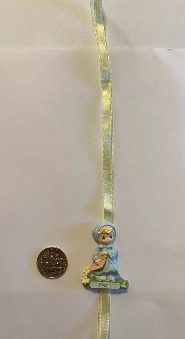 PRECIOUS MOMENTS March Birthday Ribbon Girls Necklace 18 in