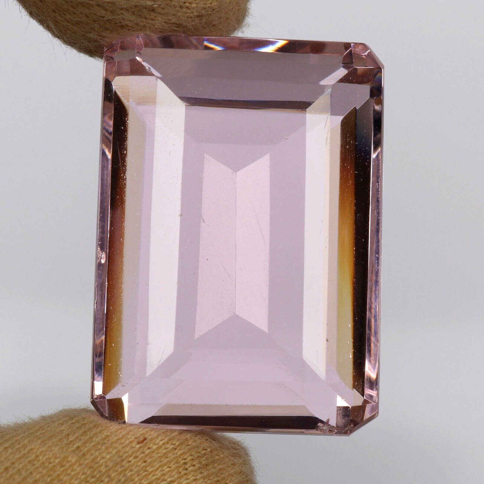 AAA+ Large 14.10 Ct. Baby Pink Topaz Emerald Cut Loose Gemstone @Women Gift/Her