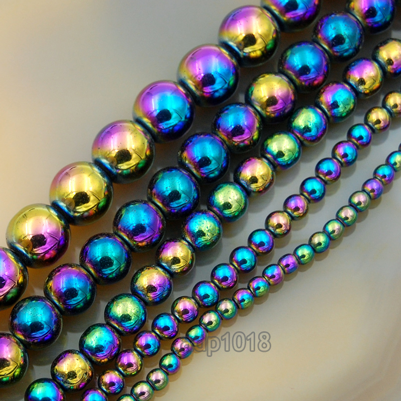Natural Hematite Gemstone Round Beads 16″ Metallic Color 3mm 4mm 6mm 8mm 10mm