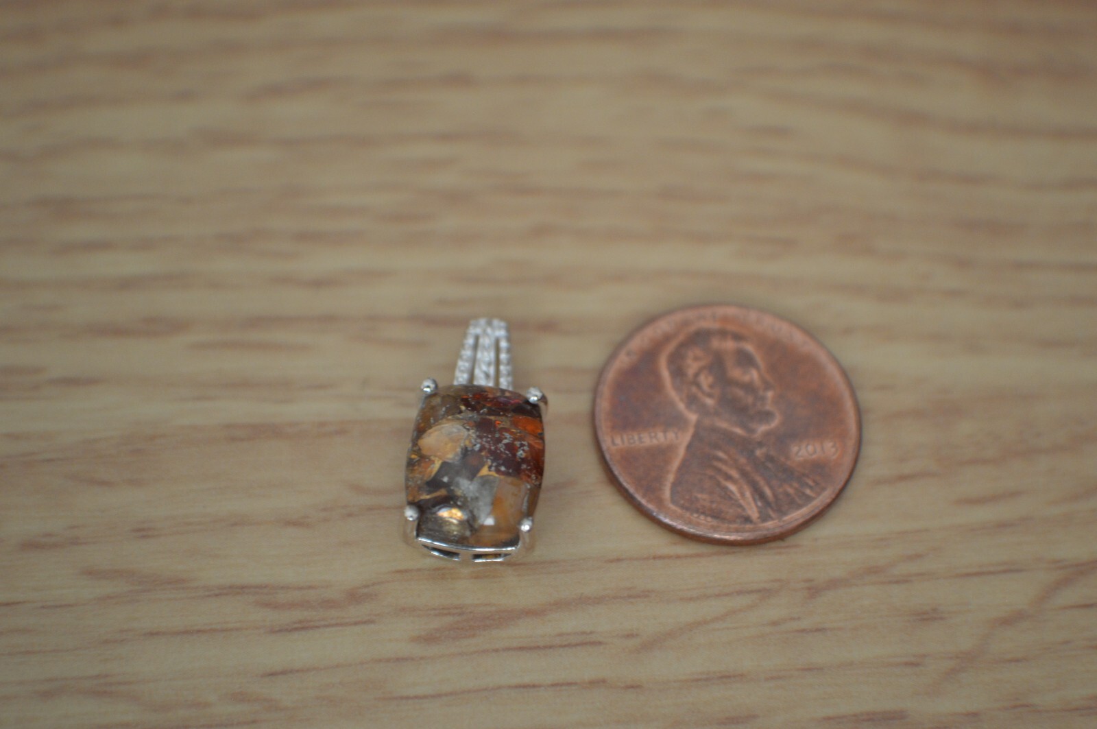3.80ct Matrix Fire Opal Pendant Fine Sterling Silver ~ 11x9mm