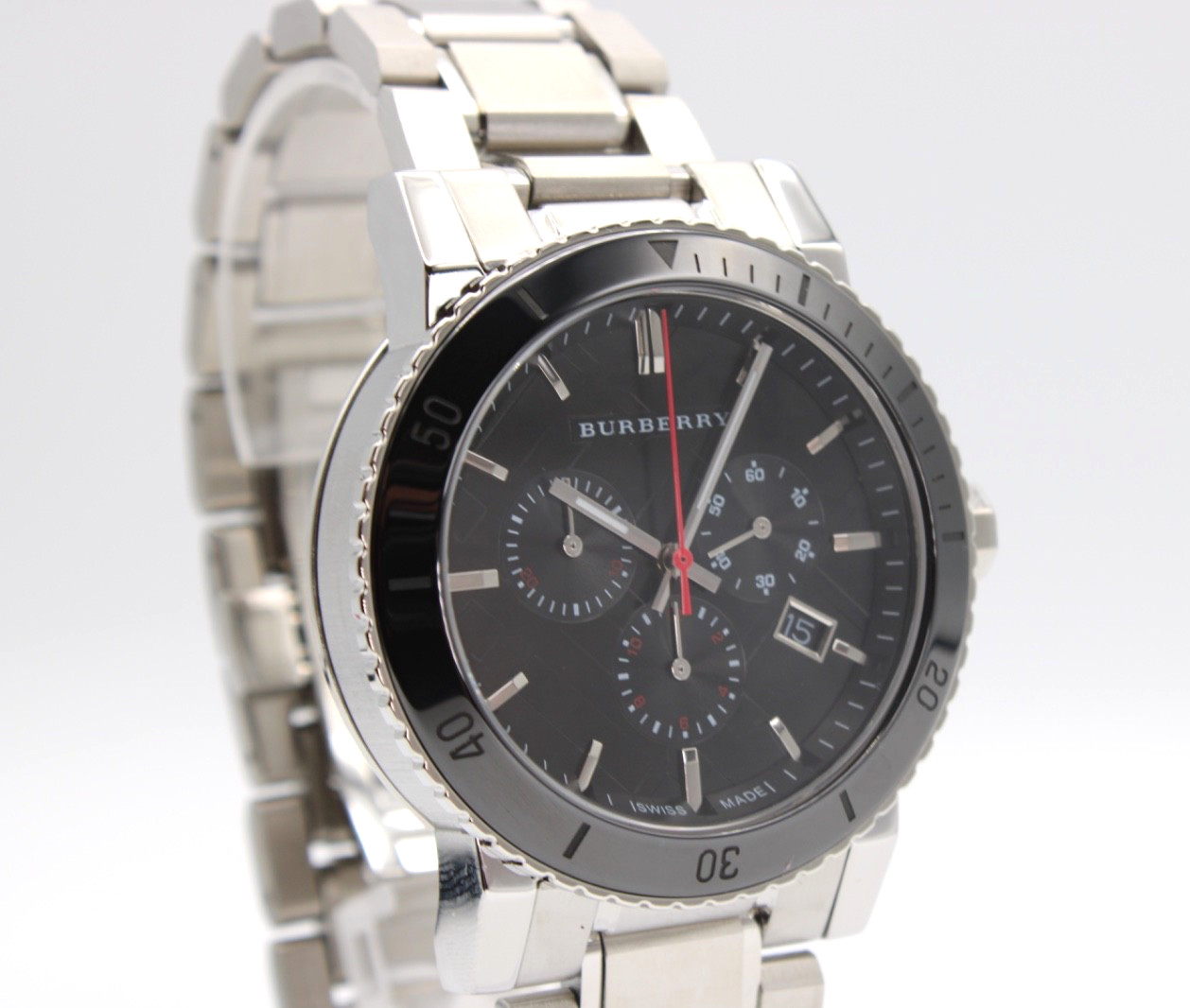 BURBERRY THE CITY BU9380 Stainless Steel Black Dial Chronograph Men’s Watch