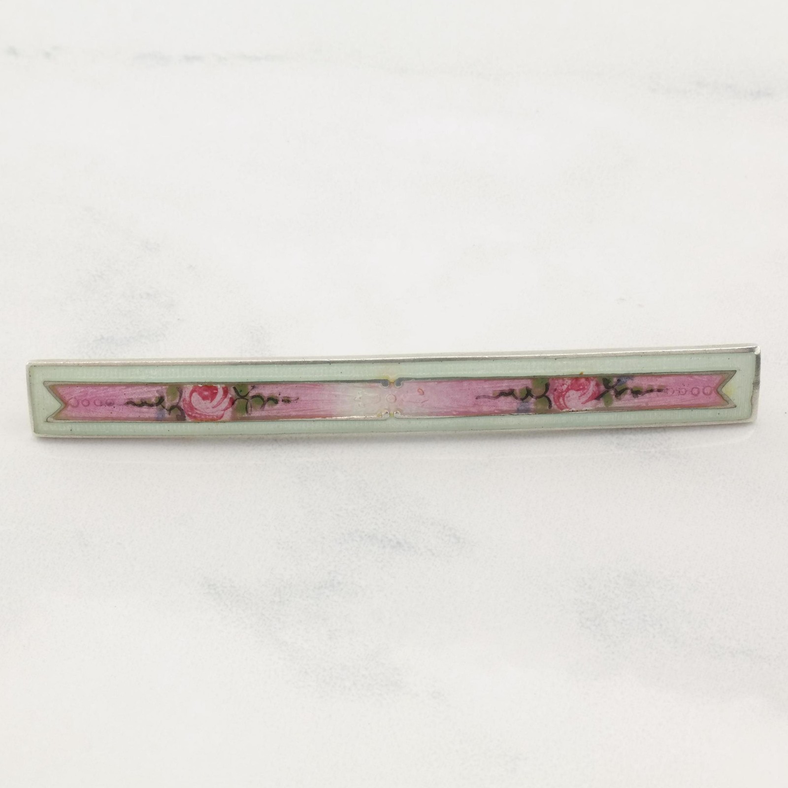 Antique Art Deco Enamel Sterling Silver Brooch