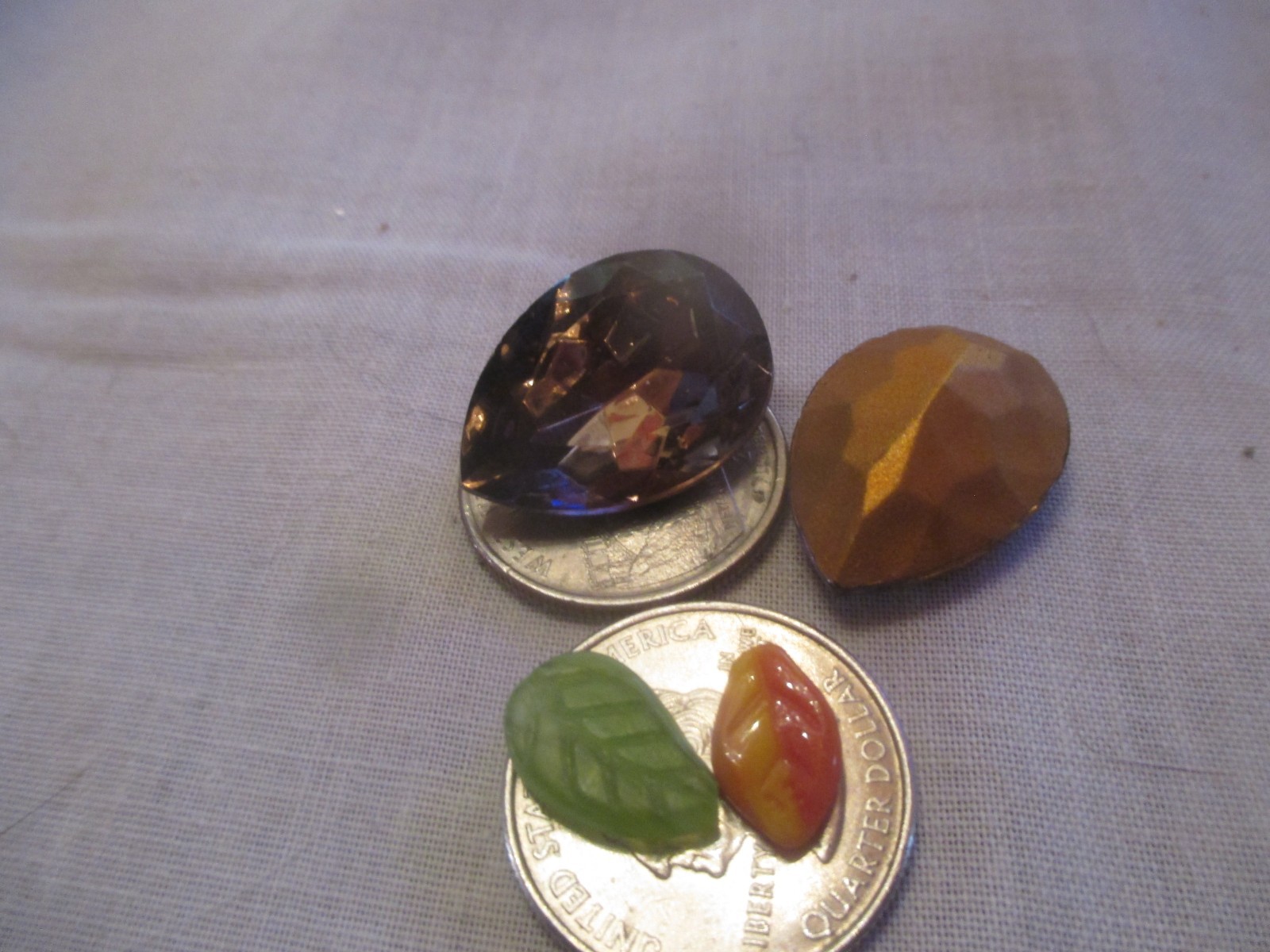 CZECH GLASS LEAF LEAVE RHINETSTONE LOT and CZECH 25mm LT. AMYTHYST RHNESTONES