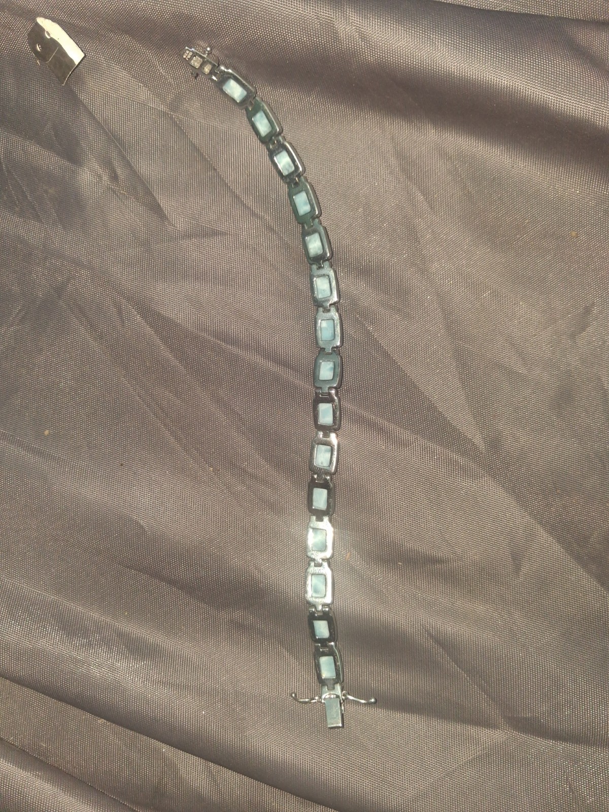 Sterling Silver Larimar Gemstone Link Tennis Bracelet 925