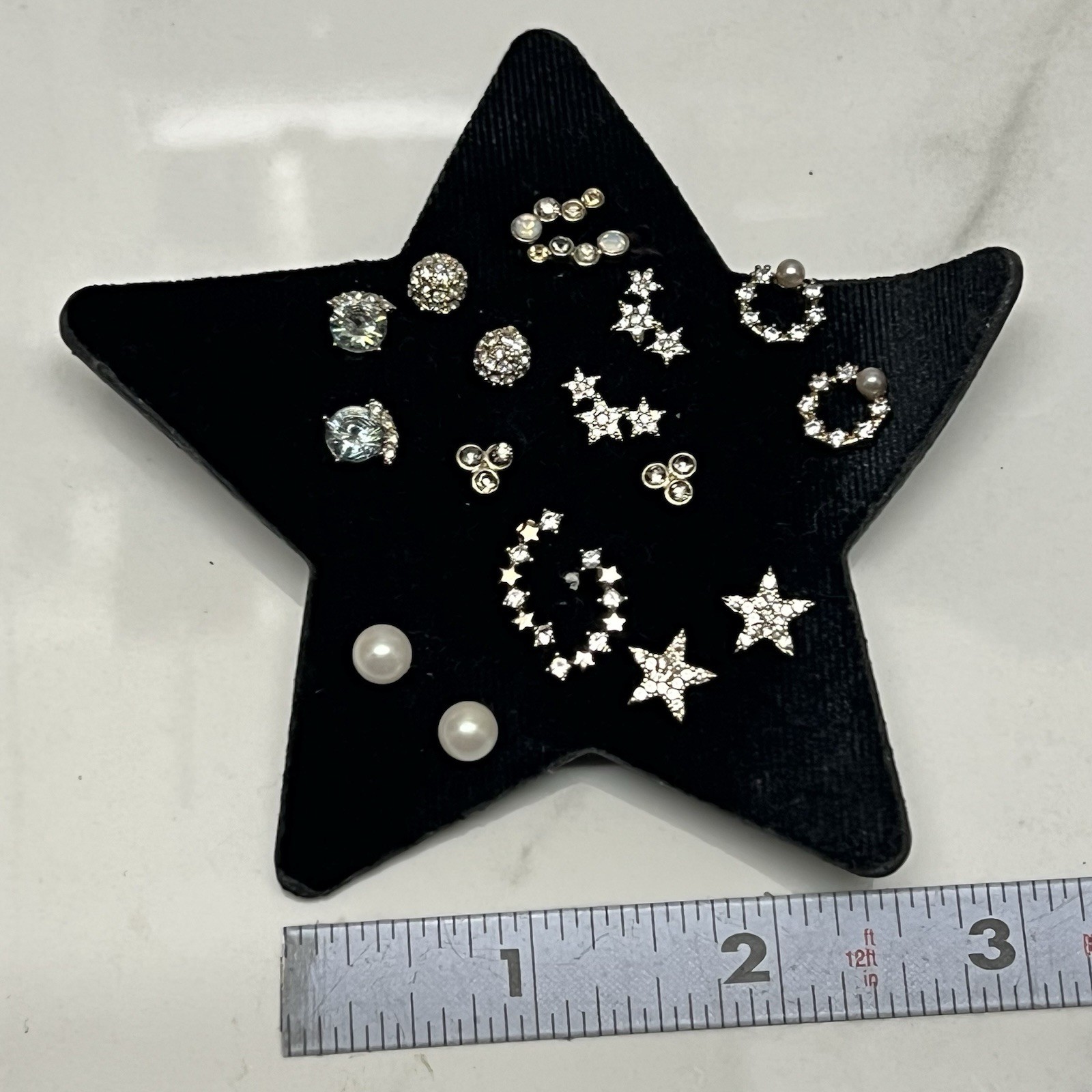 NWT LOFT Ann Taylor Pave Moon Small Assorted Stud Earrings Set Stars Gold Silver