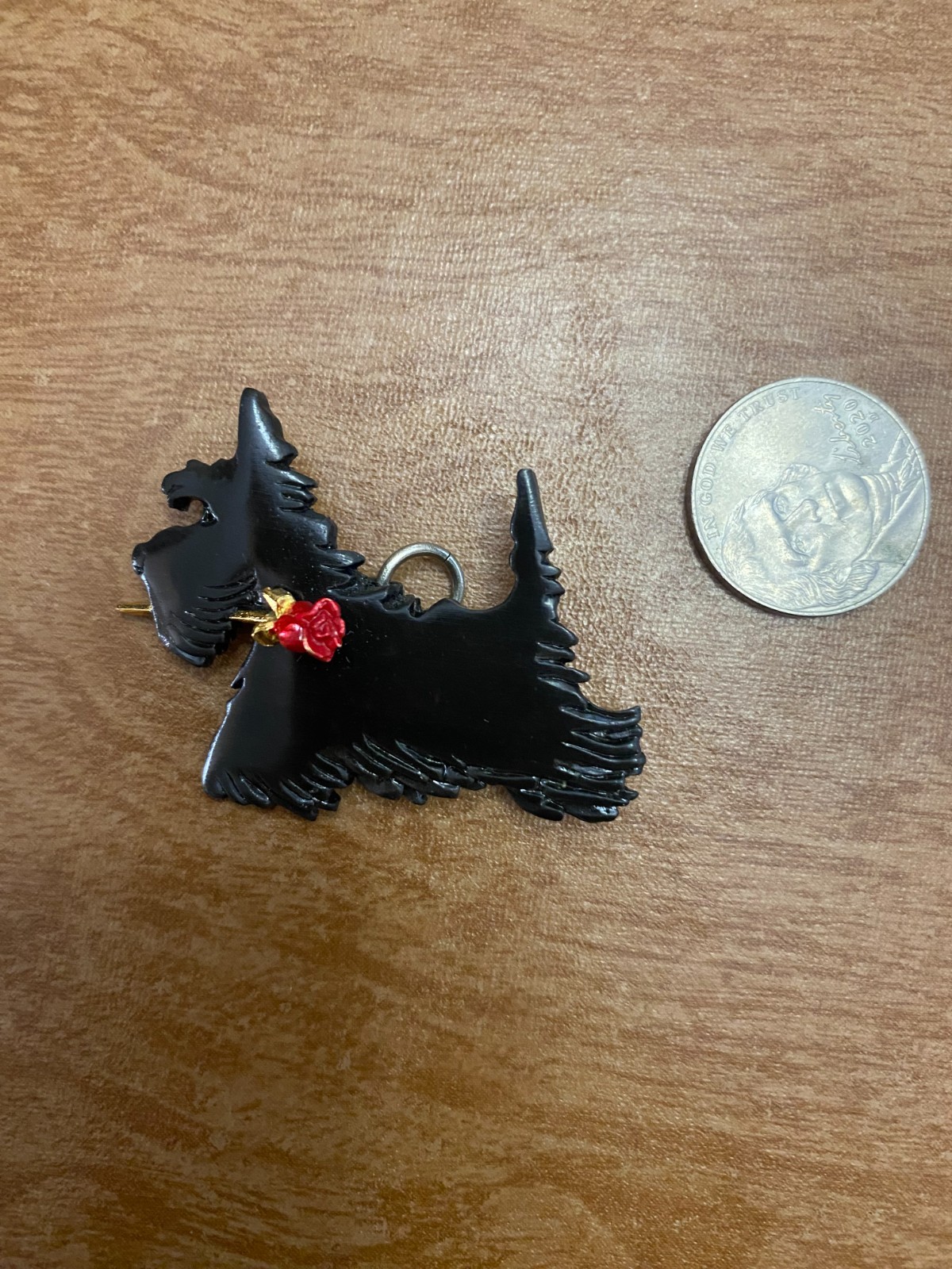 Vintage Pewter Black Scottish Terrier Dog Pendant or Brooch Pin