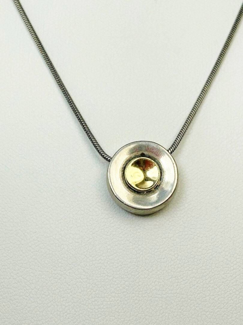 Sterling Silver 14 kt Round Pendant Stamped 585 & 925