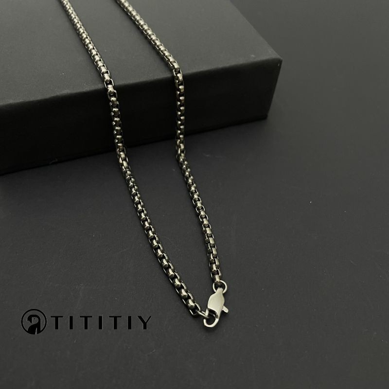 Pure Titanium Necklace Width 3mm Square Box Chain Anti Allergic Classics Design