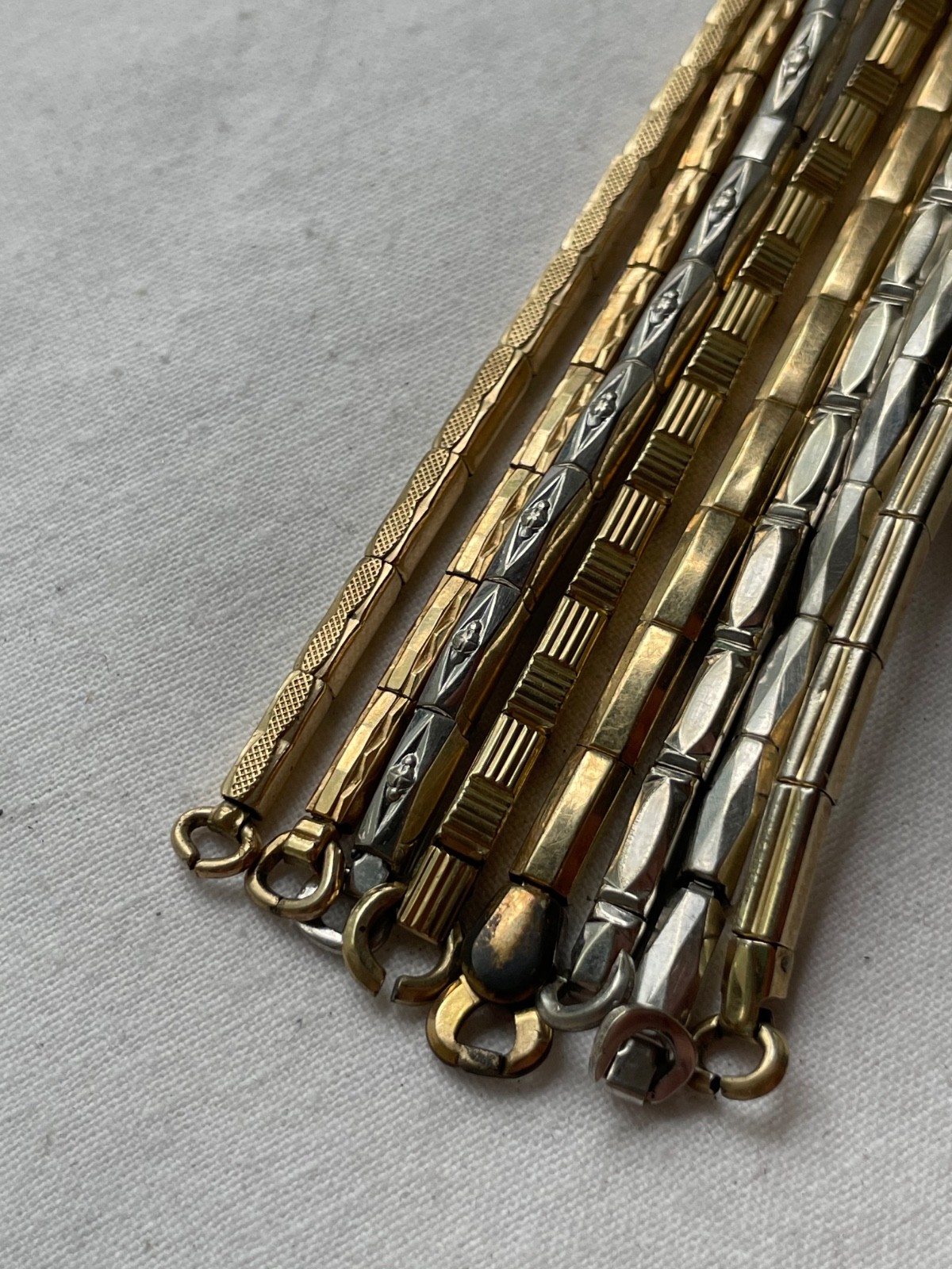 GREAT KIT!!! 8 art-deco USA gold filled ladies watch bands – lot 0807