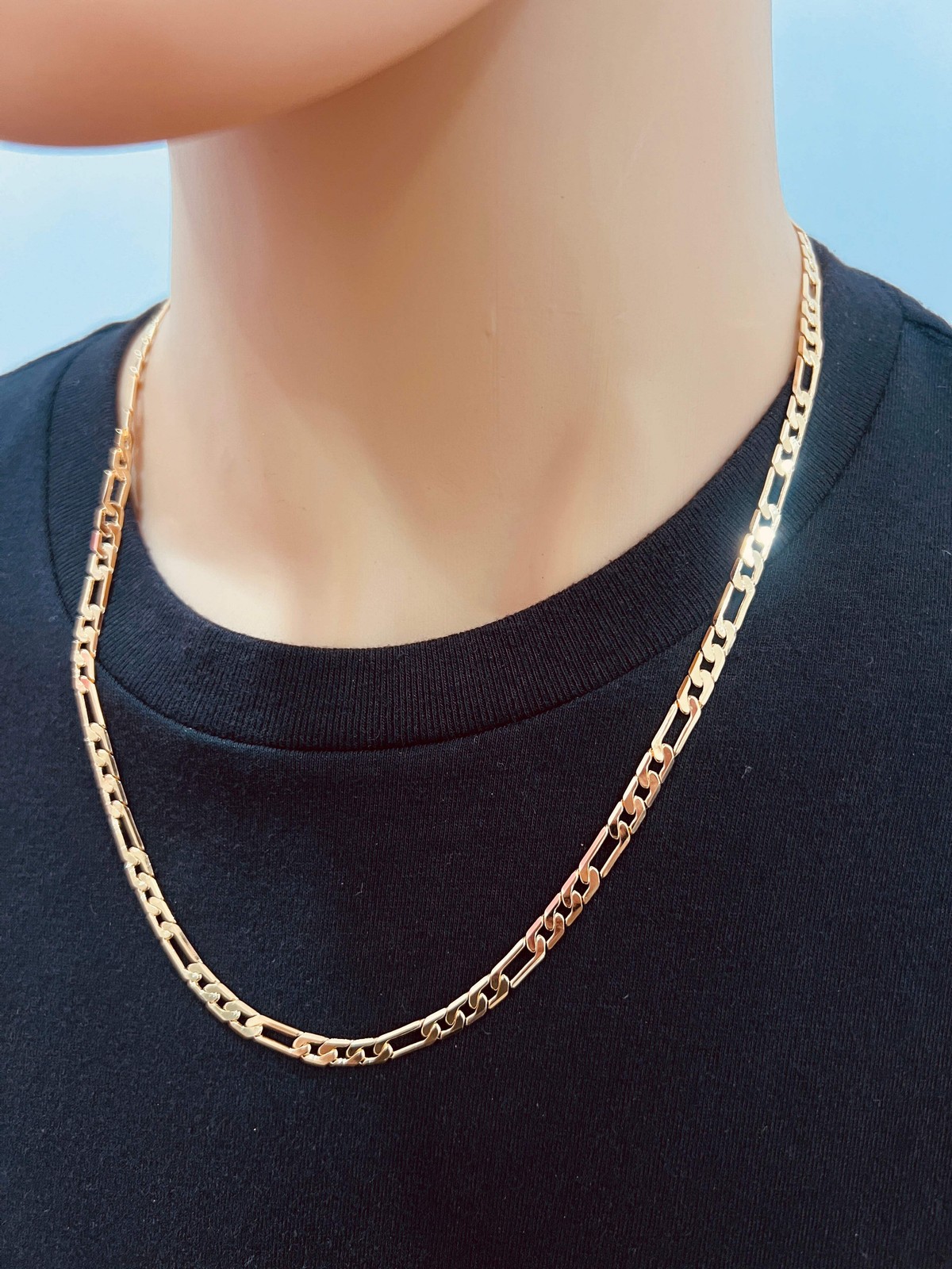 Gold Filled 4mm Flat Figaro Chain | 18K Gold-Filled – 18″ to 24″ Unisex Necklace