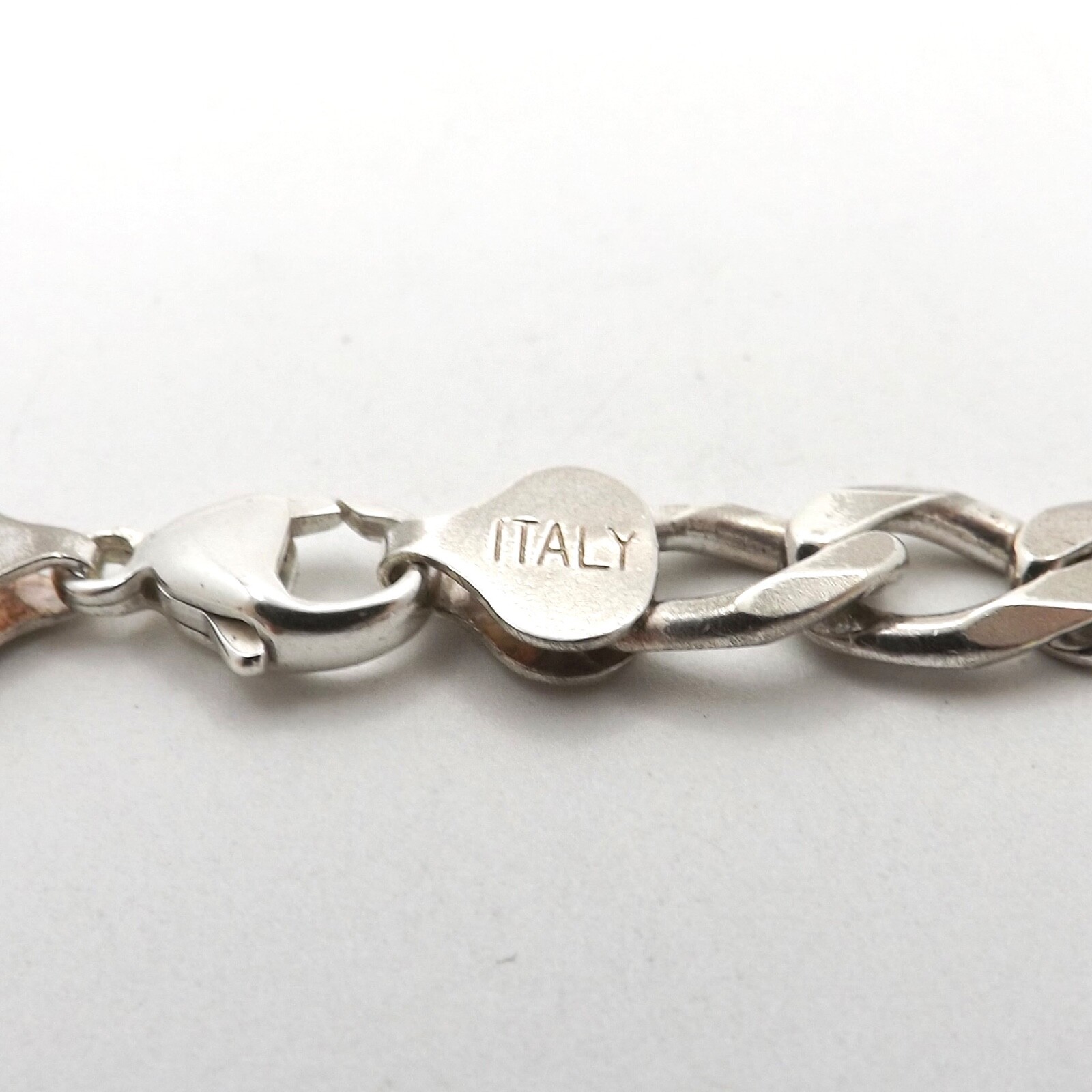 Sterling Silver Figaro Link 8mm Chain Necklace 925 Italy 30in Long Slip On 59gr