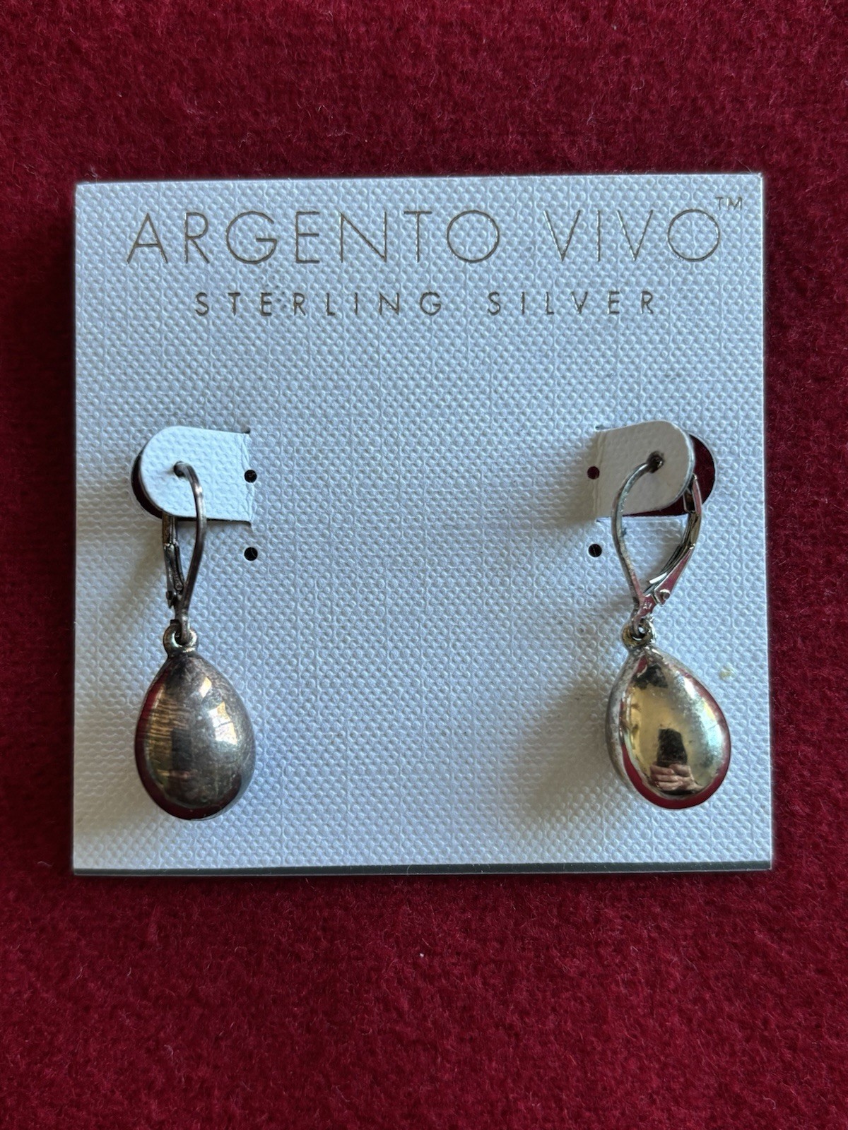 Argento Vivo Sterling Silver Teardrop Dangle Leverback Earrings New 925