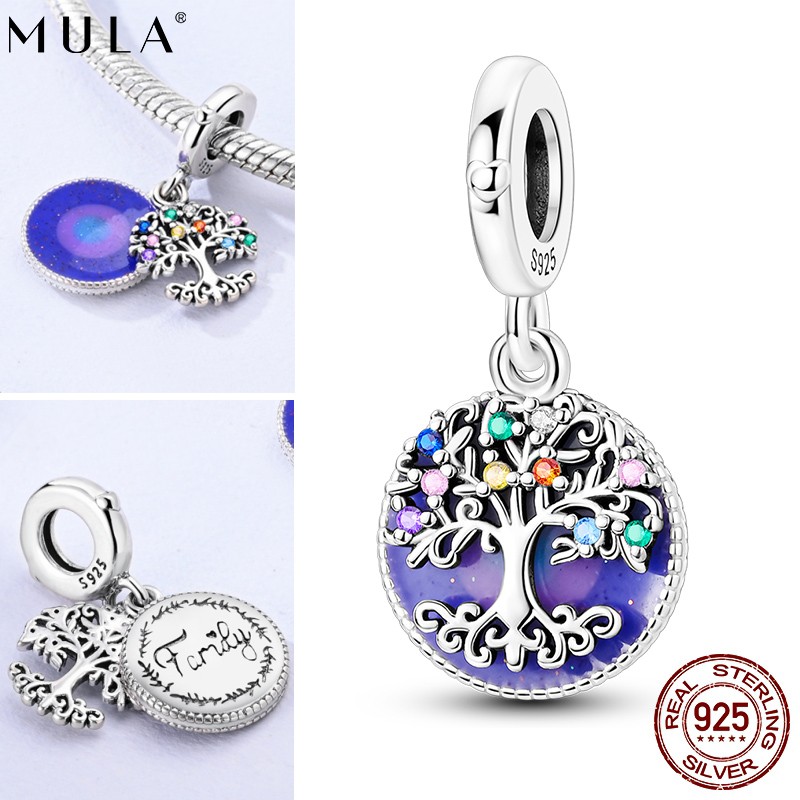 MULA Fine 925 Sterling Silver Charm Tree Life Family Pendant for Women Bracelet