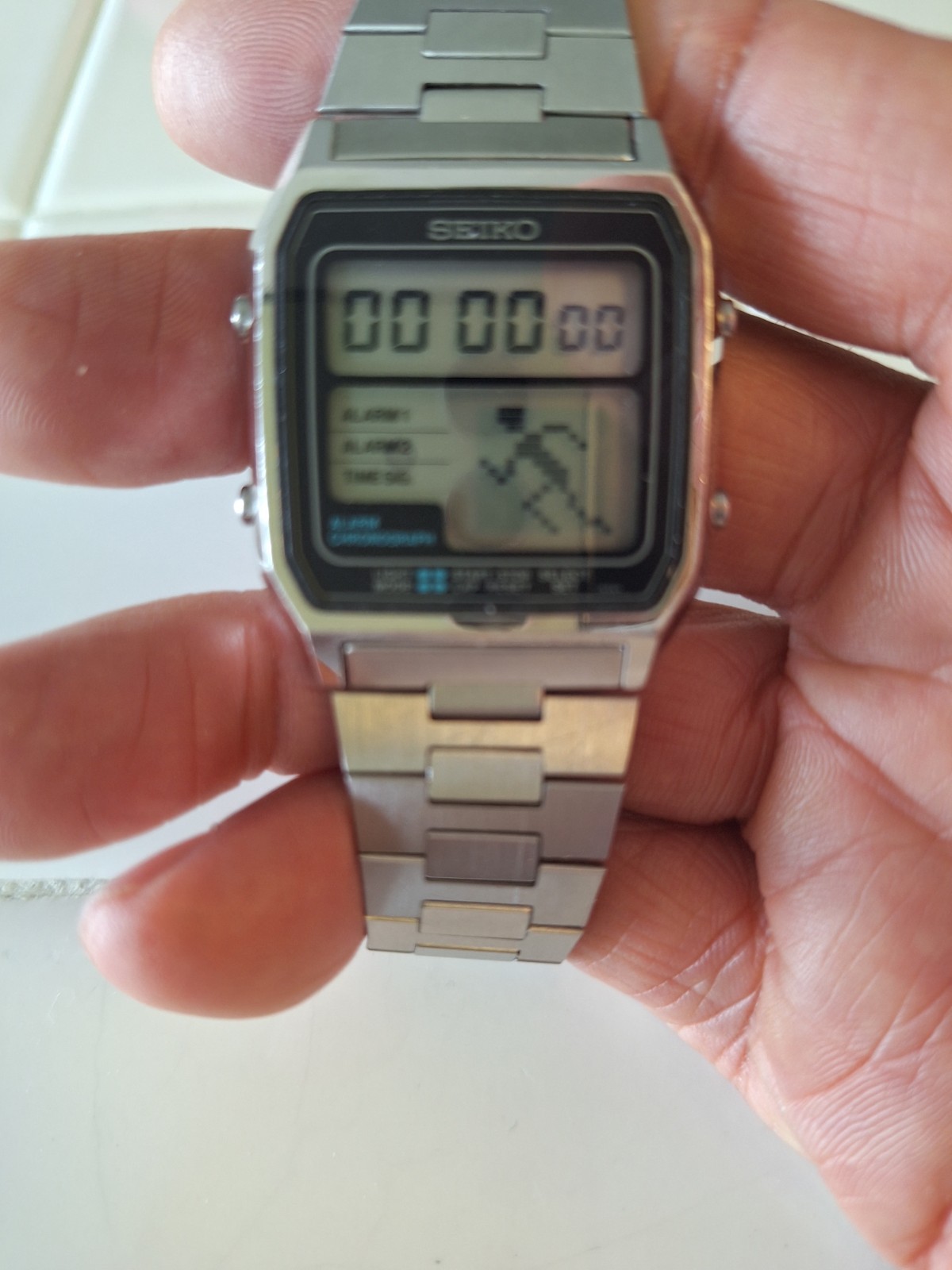 Vintage Rare 1981 Seiko D138-4010 Running Man Mens Watch Nice!!!