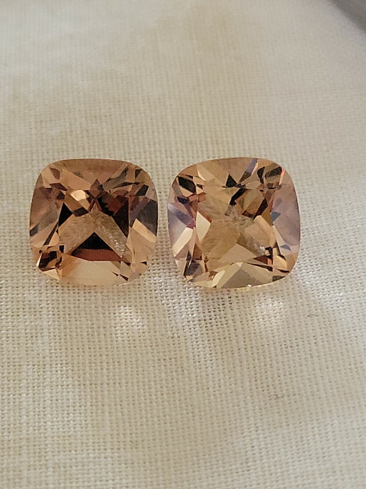 9.54 Ct 10mm Pair Natural Top Imperial Topaz Brazil Cushion Unheated Gemstone
