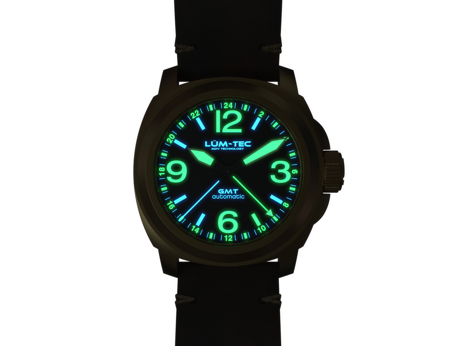 Lum-tec M94 Bronze Dive watch 44mm GMT No date 200M Horween strap NIB warranty