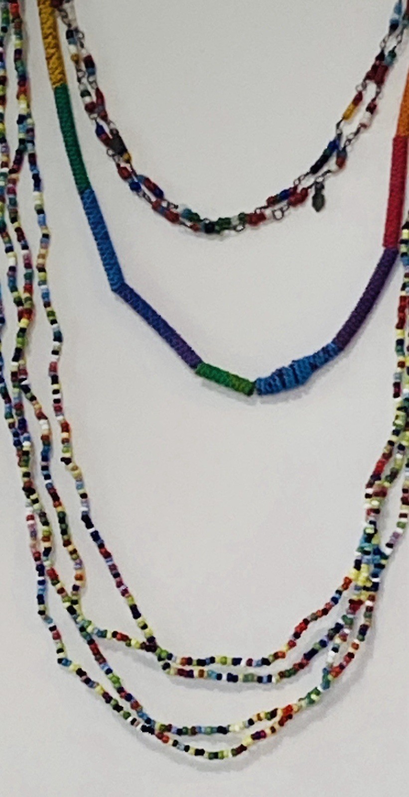 4 Boho African Love Beaded Necklaces. 24″ 40″ & 2×60″ Fashion Statement
