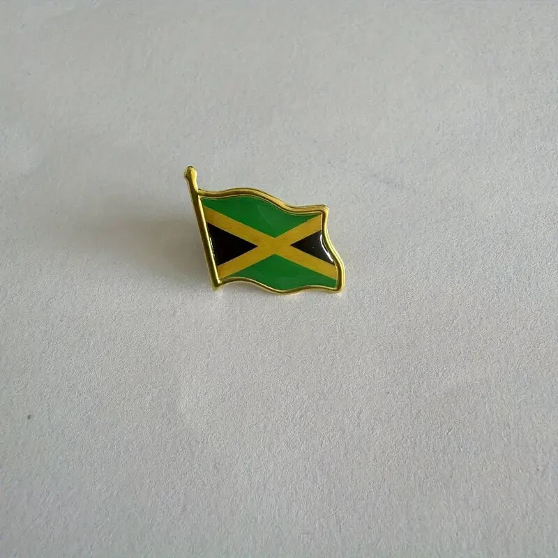 Jamaica Waving Flag Lapel Pins, Patriotic Jamaican Flag Metal Pin