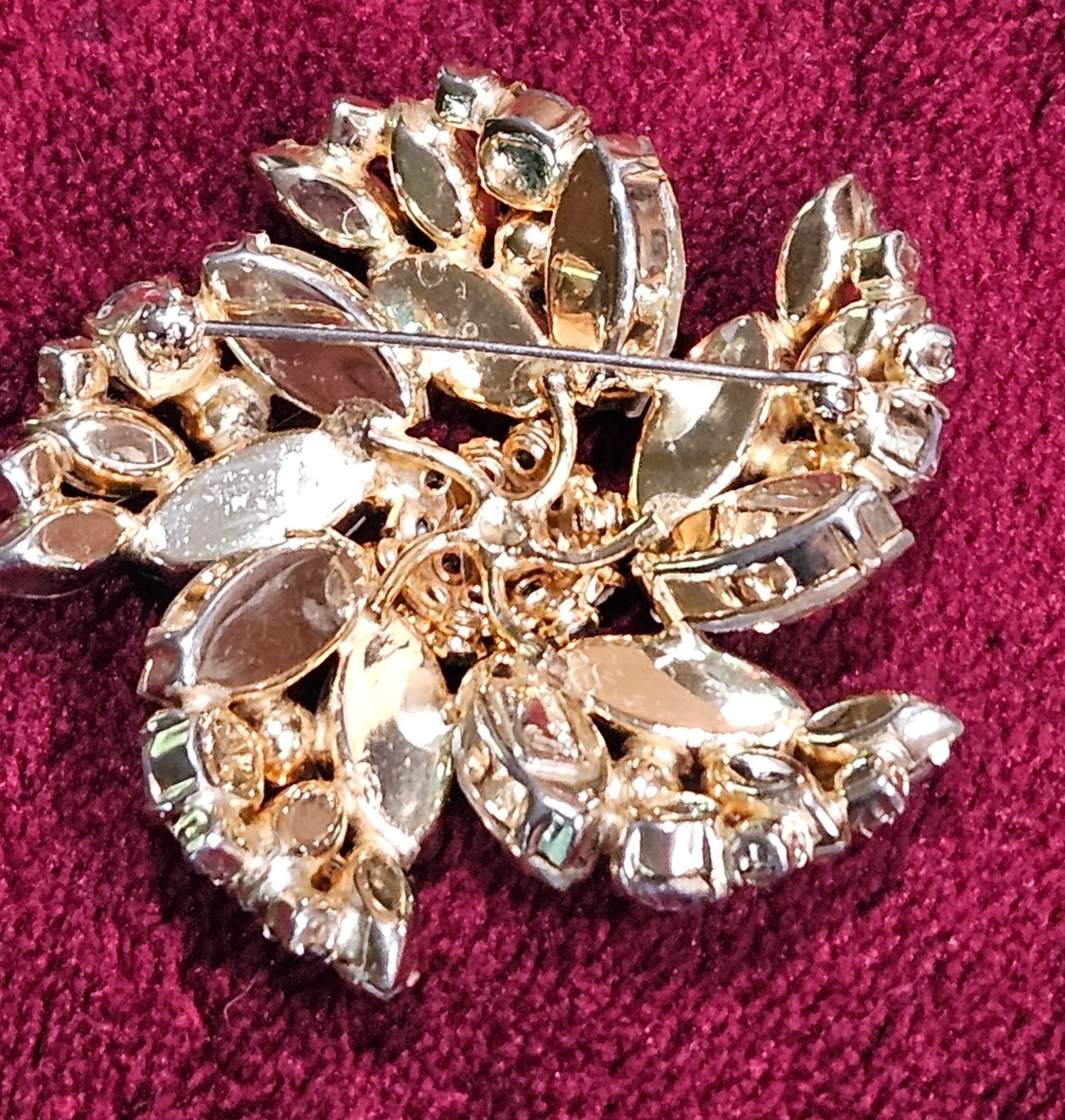 Sherman Aurora Borealis crystal 2″ Brooch signed vintage