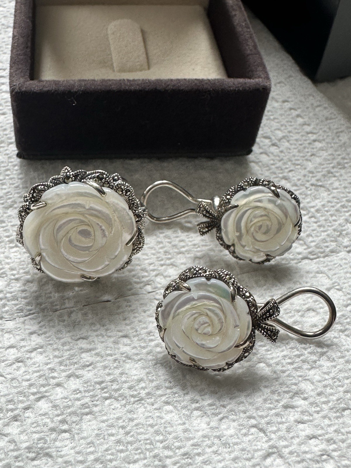 Alexander Vasiliev 925 Silver Earrings & Ring Set with Swarovski Marcasites