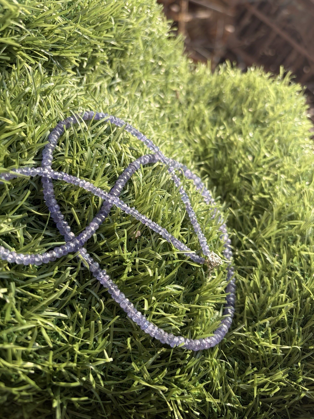 Tanzanite Necklace 20” 4-5mm Faceted Round Beads with Sterling Silver Clasp
