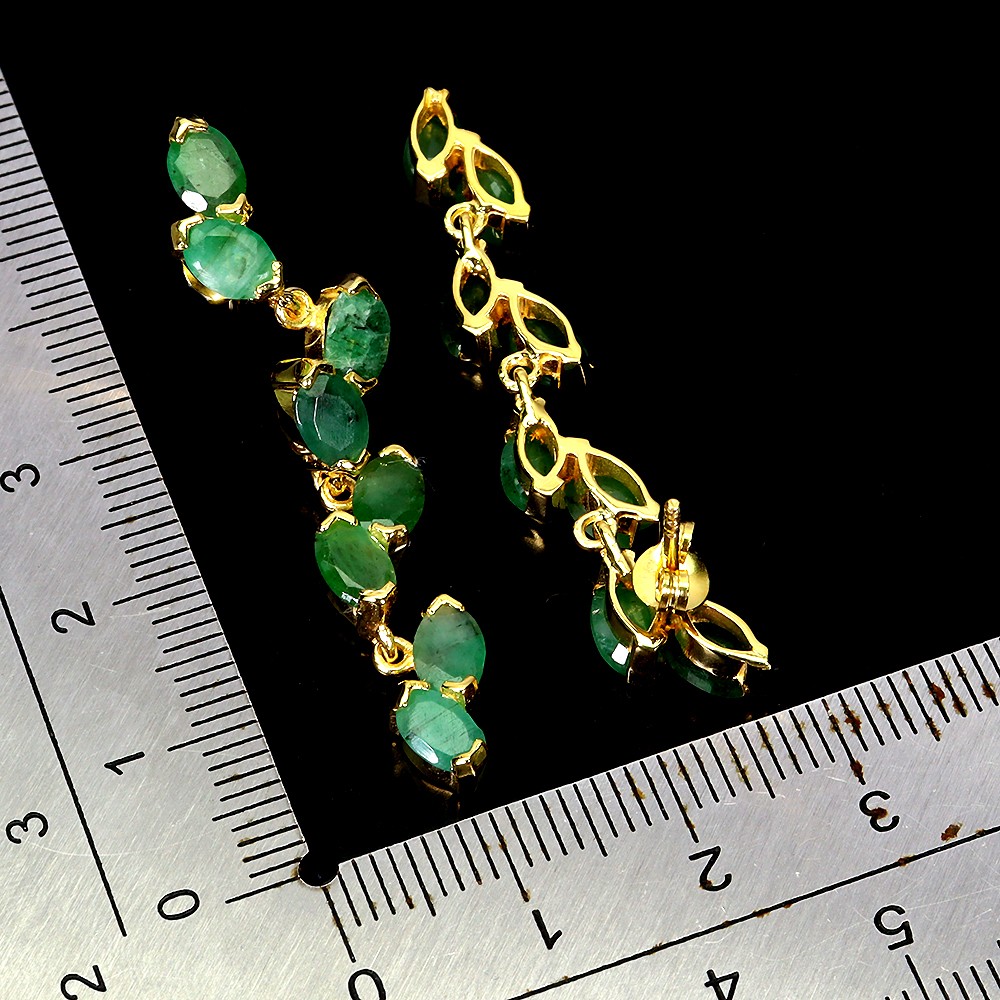 925 Sterling Silver Earrings Oval Emerald 6x4mm Natural Gemstone Jewelry
