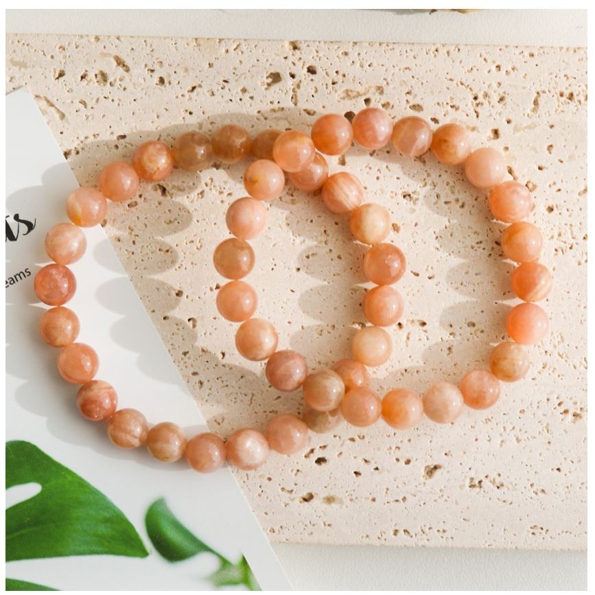 AAA Natural Sunstone Bracelet 8mm Healing Crystal Solar Energy Success Gemstone