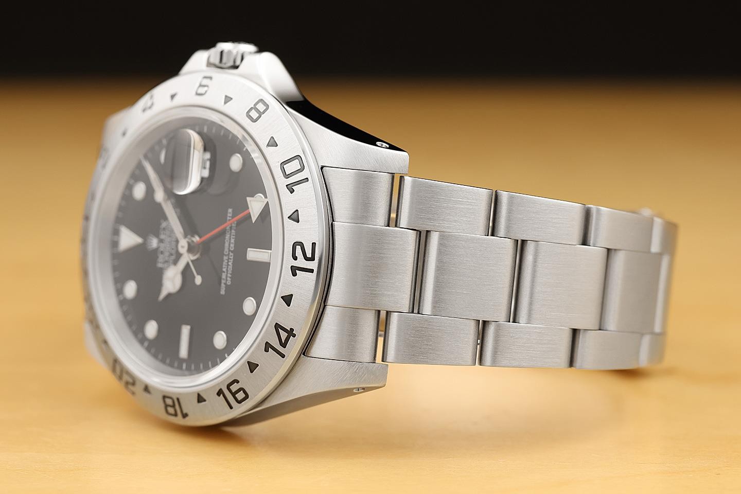 2002 ROLEX MENS EXPLORER II 16570 BLACK DIAL STEEL GMT OYSTER WATCH