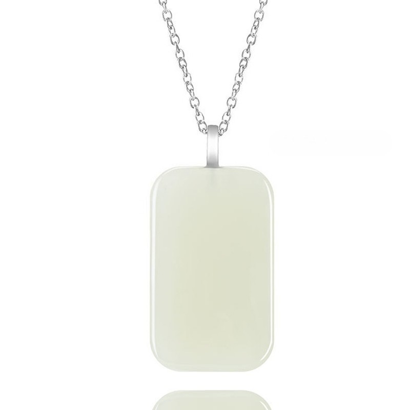 4Pcs 4 Colors Certified Natural A Jade Carving Rectangle Lucky Pendant Necklace