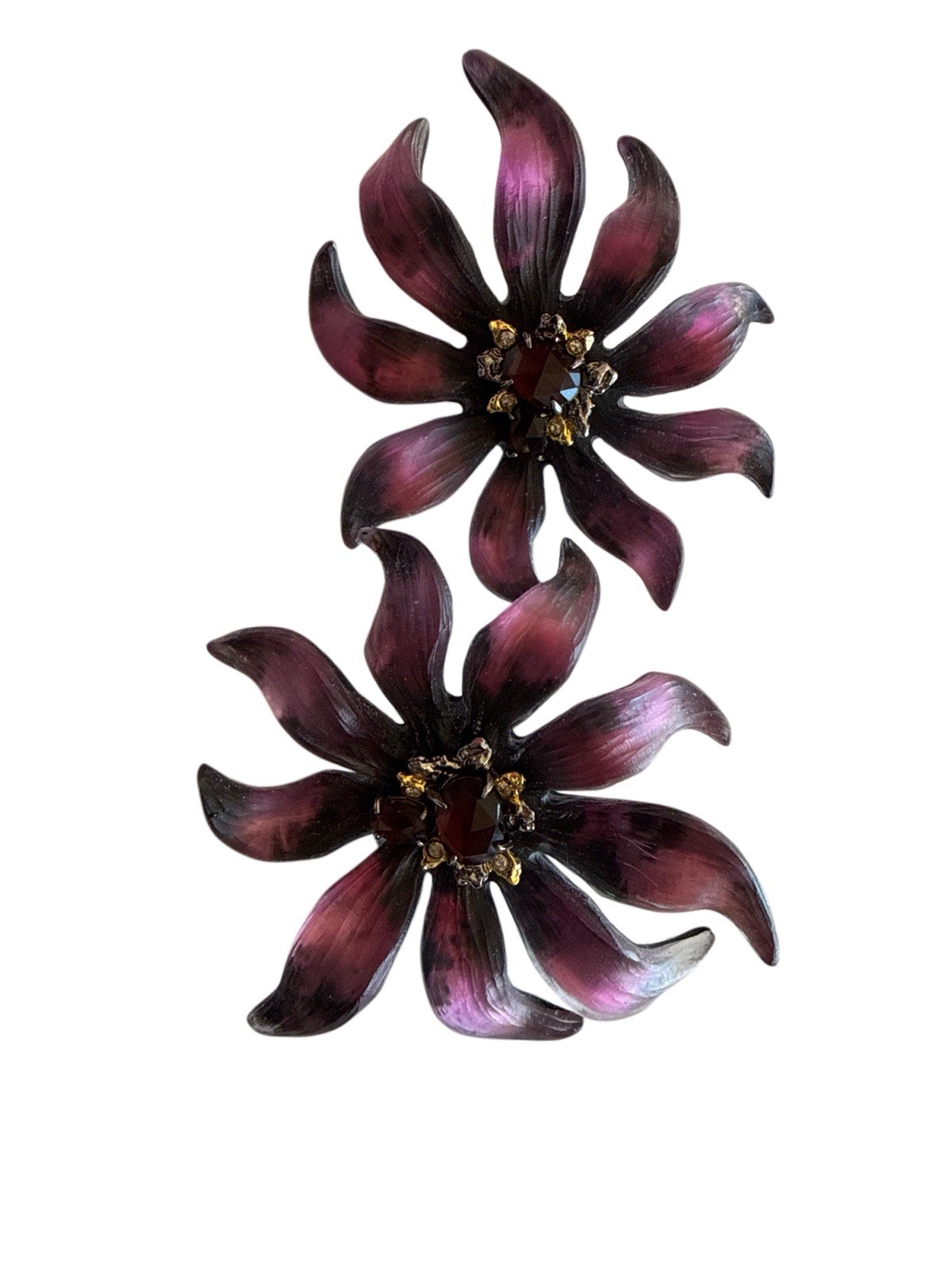 ALEXIS BITTAR Climber Lucite Flower, Enamel & Crystal Earrings (Burnt Fleur)