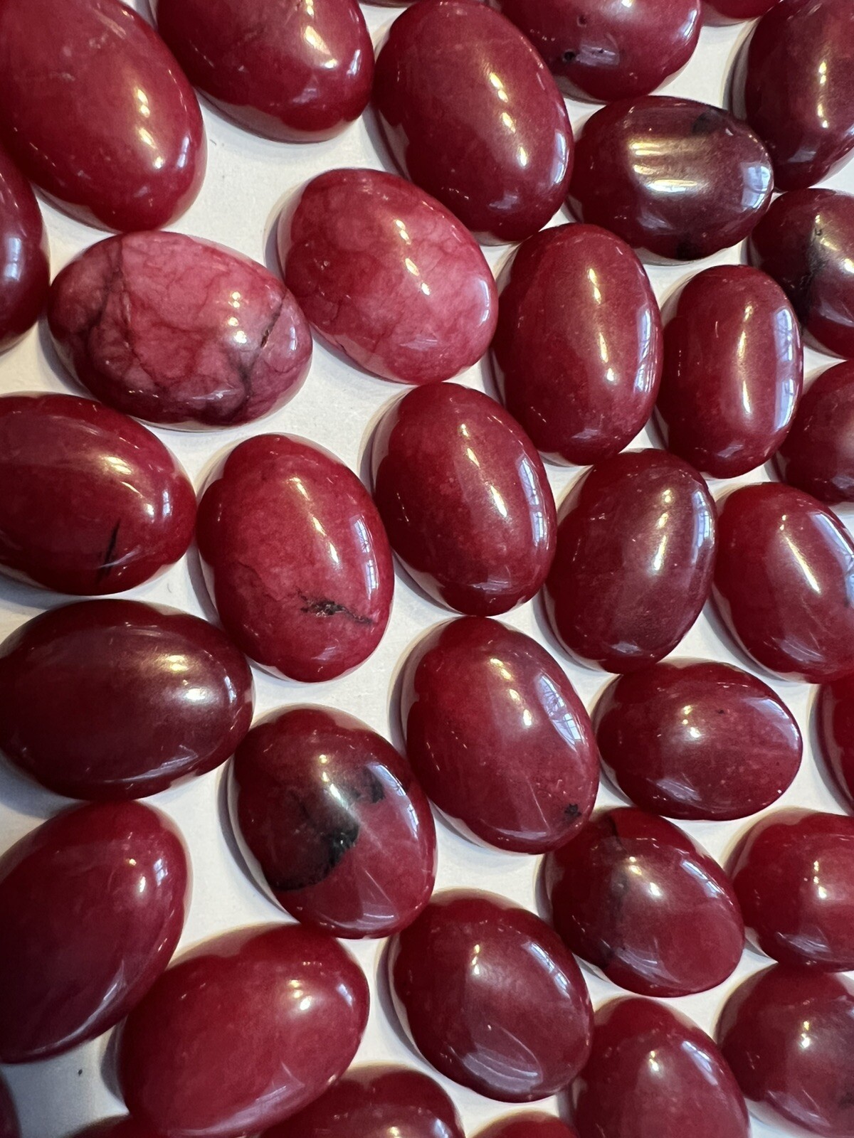 30 Pcs Pieces Brazilian Ruby Oval cabochon lot 13x18mm
