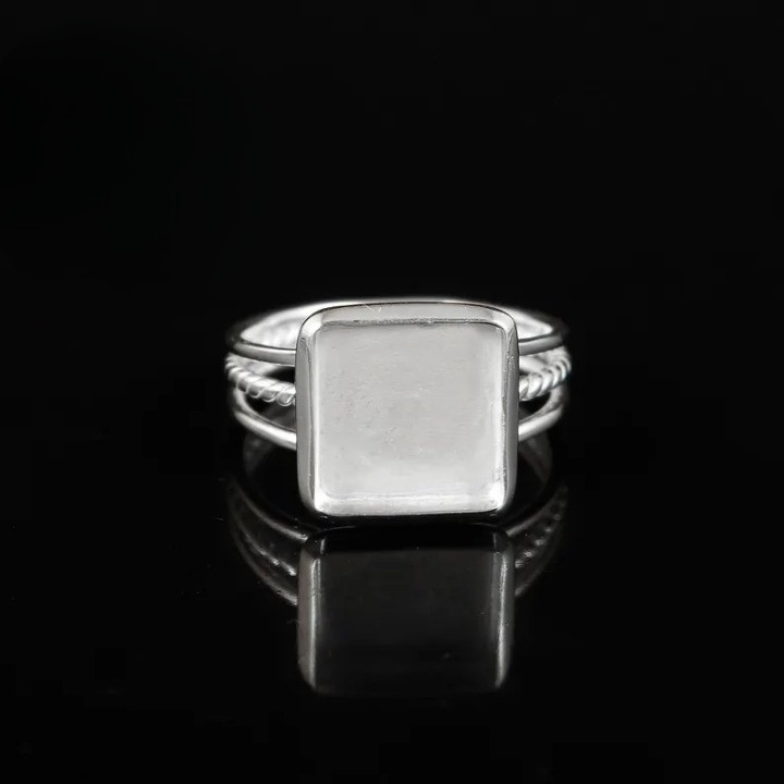 925 Sterling Silver 10mm Square Triple Band Bezel Ring Blank Jewelry Setting