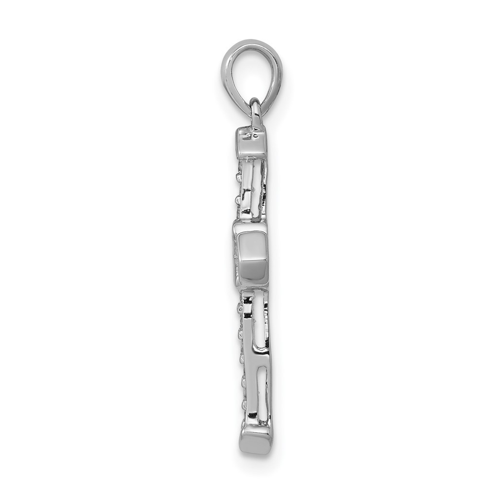 14k White Gold 1/6 Ct Round Lab Grown Diamond VS/SI+G+ Cross Shape Charm Pendant
