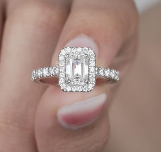 1.50CT Radiant Lab Grown Diamond Halo Ring Birthday Gift For Girl 14K White Gold