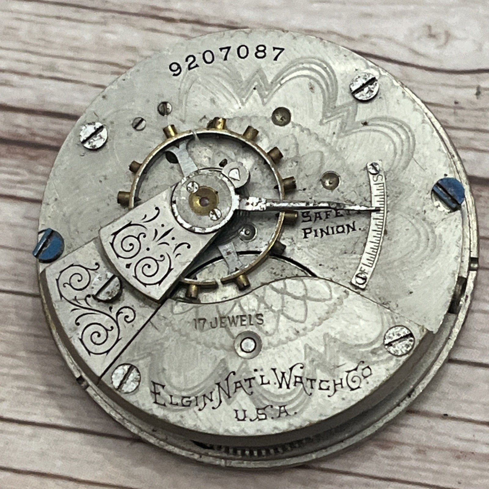 Antique 1901 Elgin Grade 207 18s 7j Model 4 Hunting Pocket Watch Movement Parts