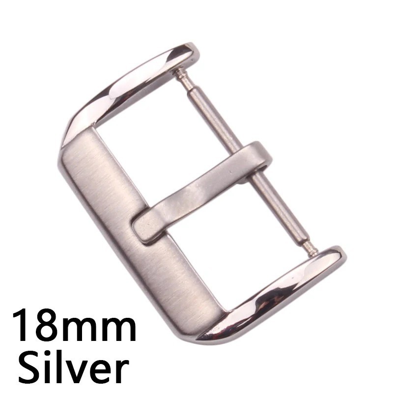 Stainless Steel Watch Buckle Pin Clasp for Silicone Leather Watchbands 16mm 18mm