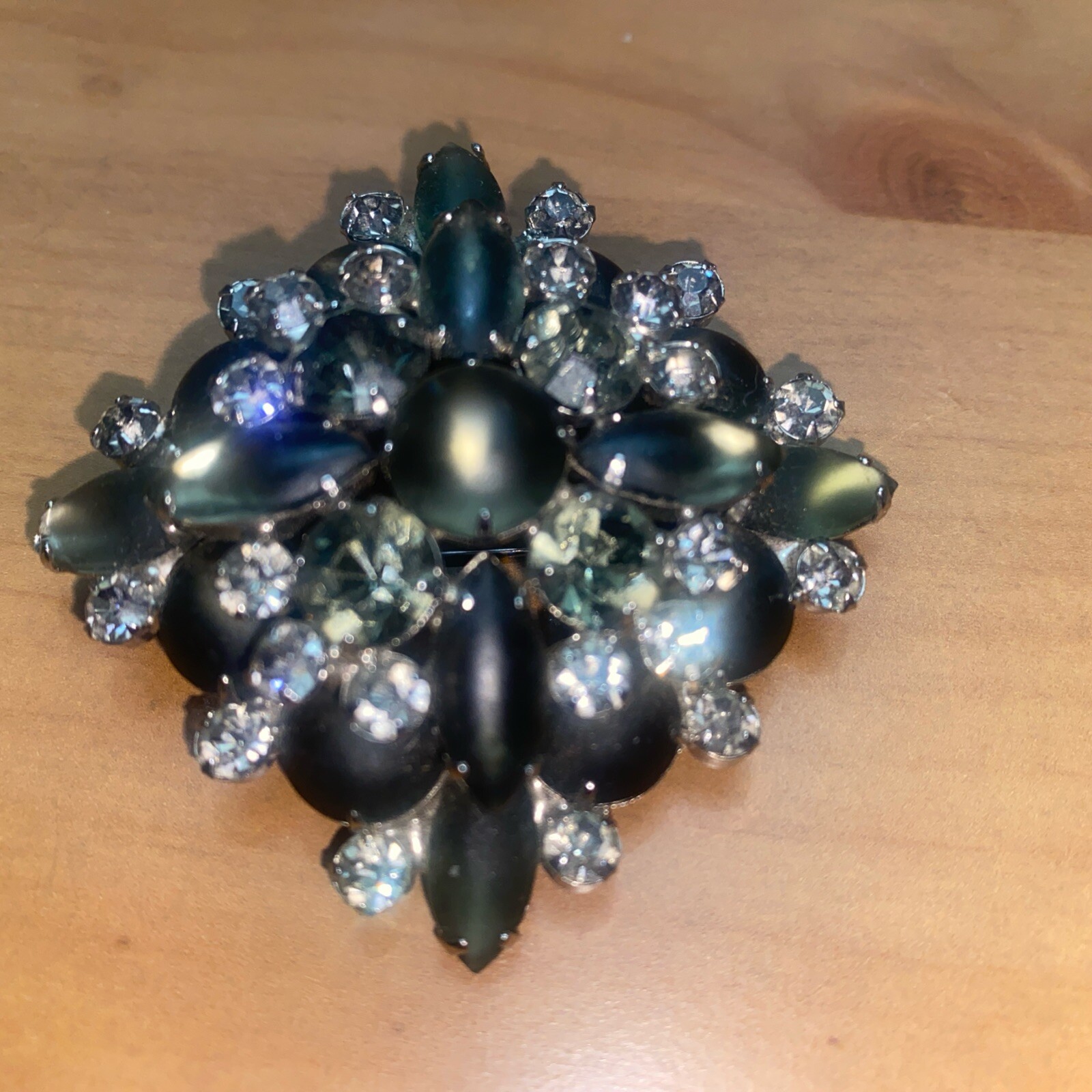 Vintage Juliana D&E Smokey Girve Rhinestone Bracelet Brooch Earring Set Parure