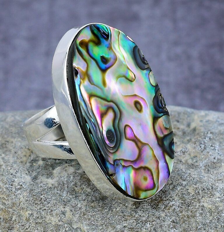 Abalone Shell Gemstone Handmade Jewelry 925 Sterling Silver Ring All Size